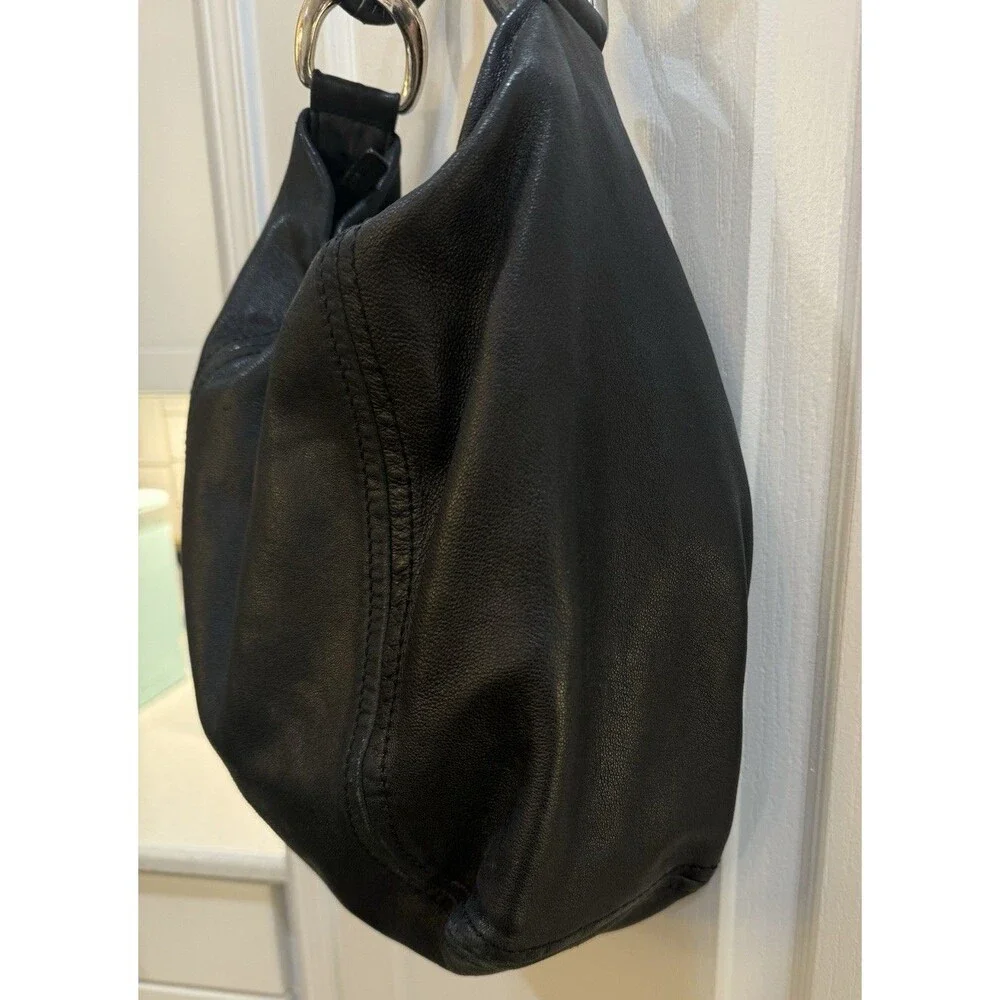 Michael Kors Black Nappa Soft Leather Slouchy Hobo Shoulder Handbag Purse